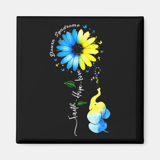 Imán Faith Hope Love Awareness Down's Syndrome The Blue (Frente)