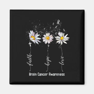 Imán Faith Hope Love Brain Cancer Awareness Shirt Flowe