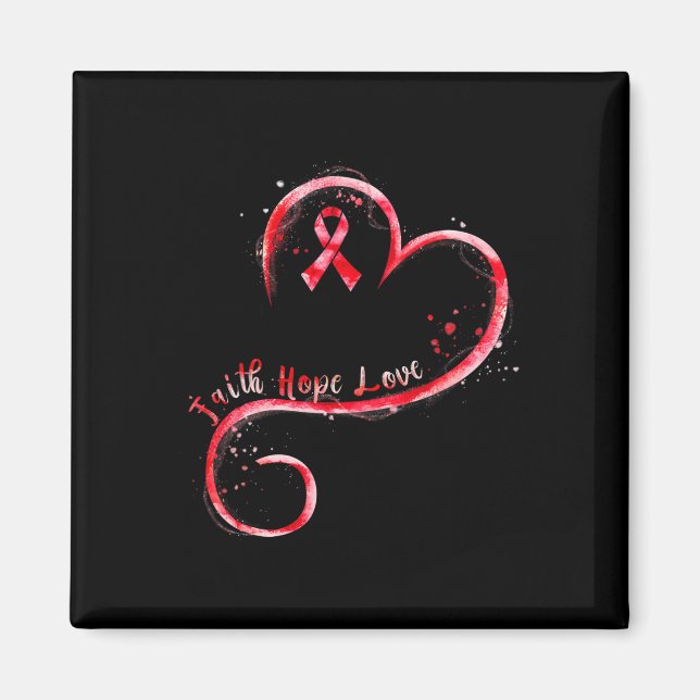 Imán Faith Hope Love Burgundy Ribbon Brain Aneurysm Awa (Frente)