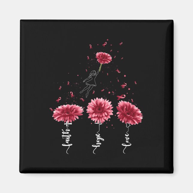 Imán Faith Hope Love Burgundy Sunflower Brain Aneurysm (Frente)