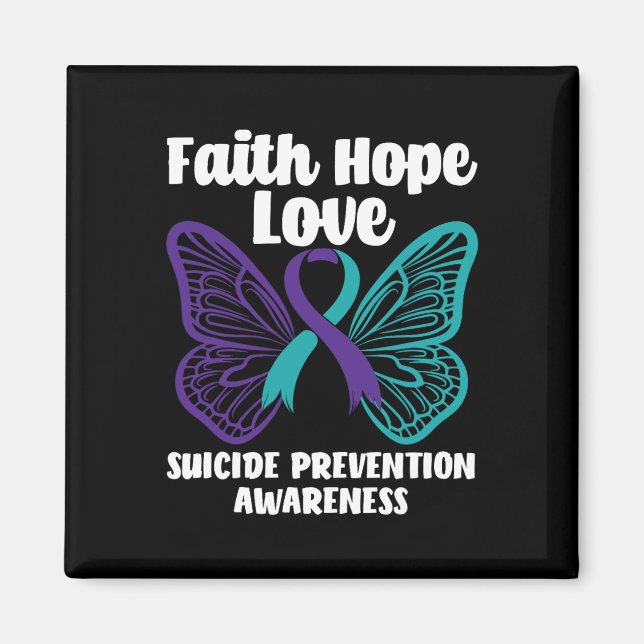 Imán Faith Hope Love Butterfly Suicidio Preventivo (Frente)