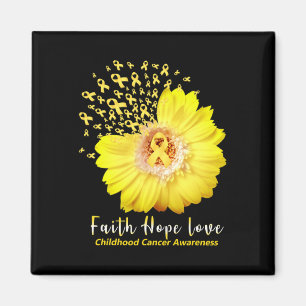 Imán Faith Hope Love Children Cancer Awareness Ribbon