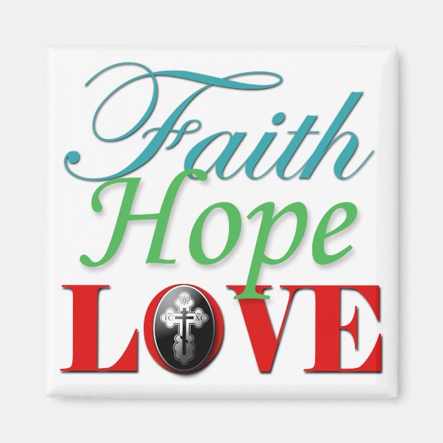Imán Faith Hope & Love con Cross (Frente)