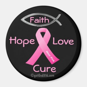 Imán Faith Hope Love Cure gotGod316.com Pink Ribbon