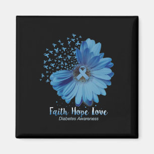 Imán Faith Hope Love Diabetes Awareness Sunflower