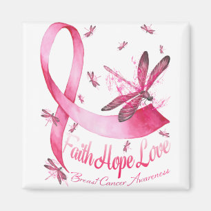 Imán Faith Hope Love Dragonfly Pink Ribbon Mama