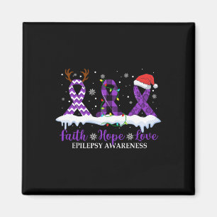 Imán Faith Hope Love Epilepsy Awareness Navidades Ribbo