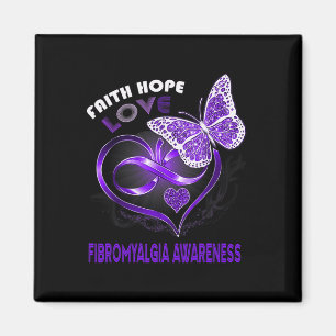 Imán Faith Hope Love Fibromialgia Awareness Heart Butte