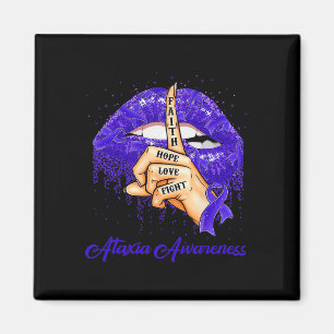 Imán Faith Hope Love Fight Blue Ribbon Ataxia Awareness