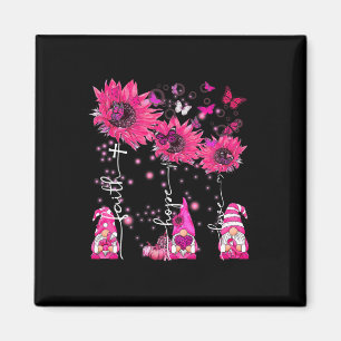 Imán Faith Hope Love Gnome Ribbon Cáncer de Mama Awaren