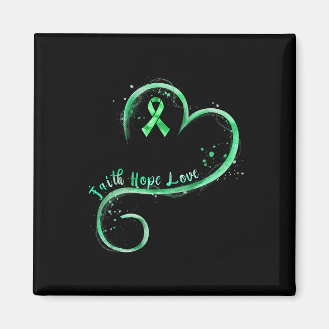 Imán Faith Hope Love Green Ribbon Kidney Disease Awaren (Frente)