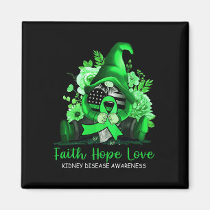 Imán Faith Hope Love Kidney Disease Awareness Gnome Gre
