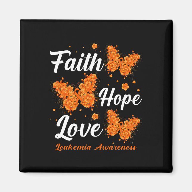 Imán Faith Hope Love Leukemia Awareness Butterfly (Frente)