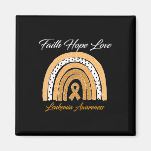 Imán Faith Hope Love Leukemia Awareness Ribbon Naranja 