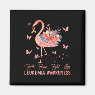 Imán Faith Hope Love Pink Flamingo Breve Leucemia Awar