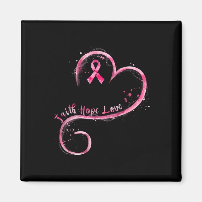Imán Faith Hope Love Pink Ribbon Brem Cancer Awarenes (Frente)