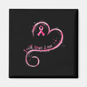 Imán Faith Hope Love Pink Ribbon Brem Cancer Awarenes