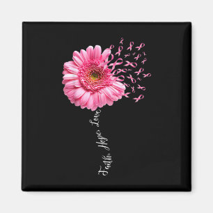 Imán Faith Hope Love Pink Ribbon Daisy Flower Flower Ca
