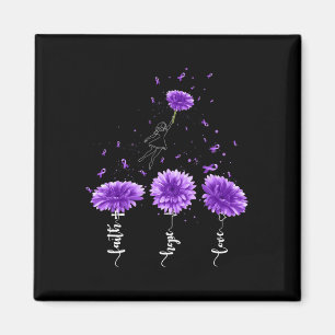 Imán Faith Hope Love Purple Sunflower Fibromialgia Awar