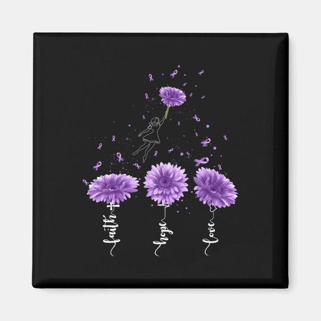 Imán Faith Hope Love Purple Sunflower Overdose Awarenes (Frente)