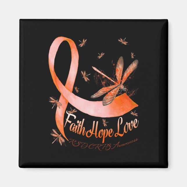 Imán Faith Hope Love RSD CRPS Awareness Dragonfly (Frente)