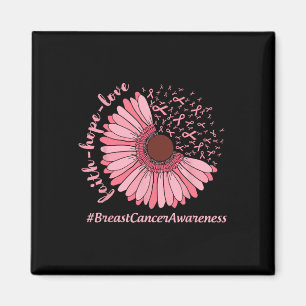 Imán Faith Hope Love Sunflower Ribbon Cáncer de Mama Aw