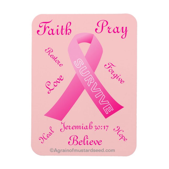 Imán Faith Hope Love Survive Pink Ribbon (Vertical)