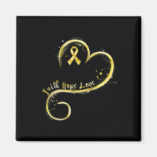 Imán Faith Hope Love Yellow Ribbon Children Cancer Awa