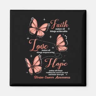 Imán Faith Love Hope Butterfly Conciencia sobre el cánc