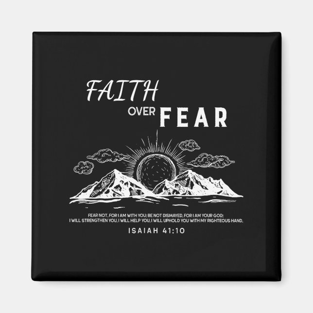 Imán Faith Over Fear - Isaiah 41_10 Bible Verse  (Frente)