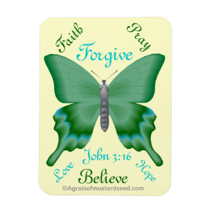 Imán Faith Pray Believe Butterfly Bible Cita