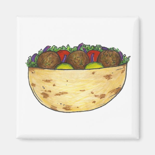 Imán Falafel Pita Sandwich Mediterránea Foodie Magnet (Frente)