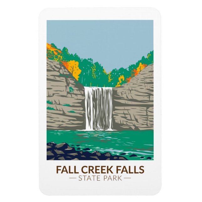 Imán Fall Creek Falls Parque Estatal Tennessee Vintage (Vertical)