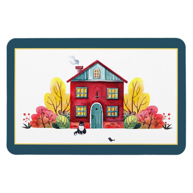 Imán Fall house and cat  (Horizontal)
