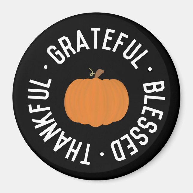 Imán Fall Thankful grateful blessed Pumpkin autumn (Frente)