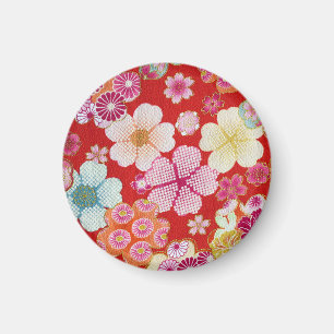 Imán Falln Crimson Floral Chirimen