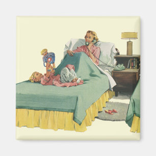Imán Familia antigua sirviendo a mamá desayuno en cama