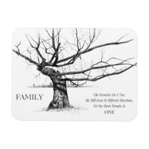 Imán Familia: Árbol Gnarled: Amor, unidad: Dibujo de