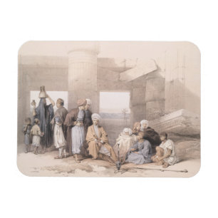 Imán Familia beduina en el templo de Amun, Thebes, Egip