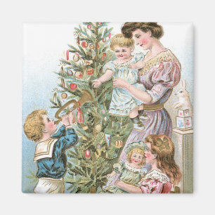 Imán Familia con árbol de Navidad