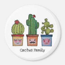 Imán Familia Cute Cactus En Acuarela