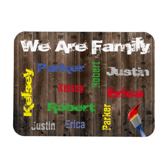 Imán Familia De 5 Personalizados (Horizontal)