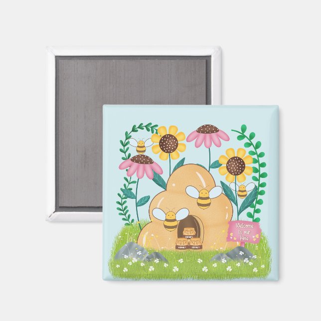 Imán Familia de Abejas Melíferas (Anverso/Reverso)