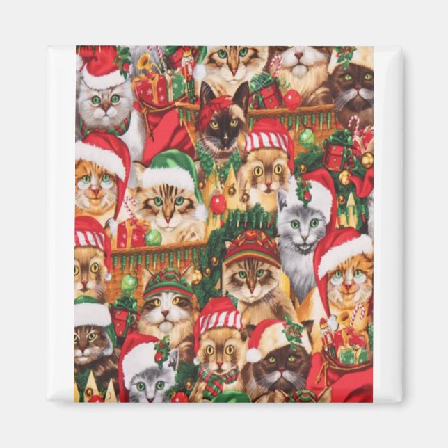 Imán Familia de gatos de Navidades encantadores, diseño (Frente)