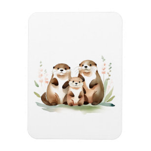 Imán Familia De Mantequilla Adorable Con Flores