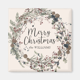 Imán Familia de Navidades de escritura de flores silves