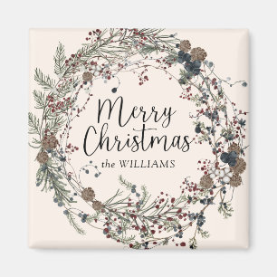 Imán Familia de Navidades de escritura de flores silves