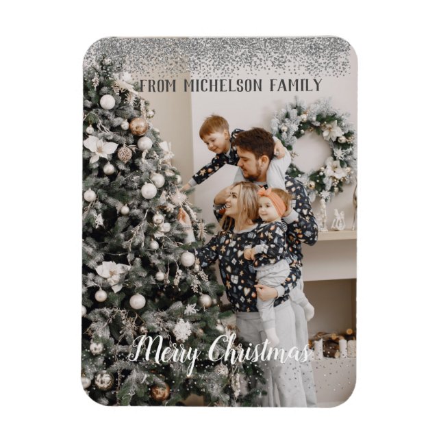 Imán Familia de Navidades de fotografía familiar (Vertical)