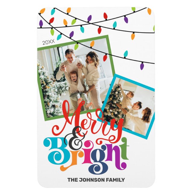 Imán Familia de Navidades navideños modernos y brillant (Vertical)