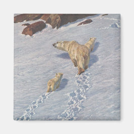 Imán Familia de osos polares en la nieve ártica